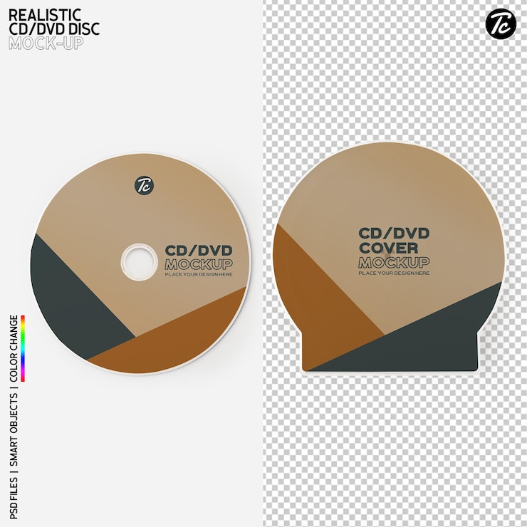 PSD diseño de maqueta de cubierta de caja de cd y disco de cd aislado