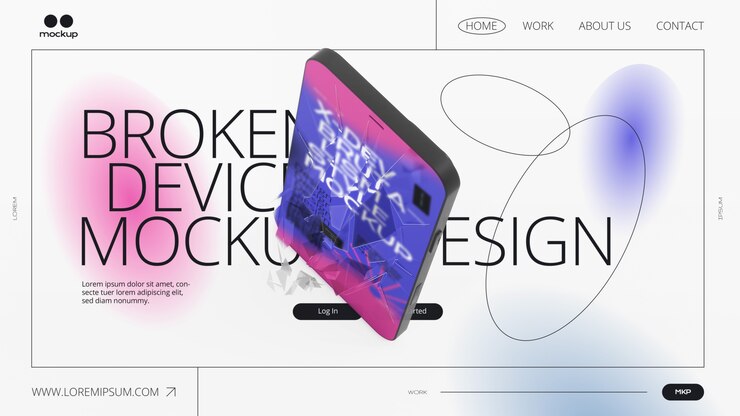 PSD diseño de maqueta de dispositivo roto