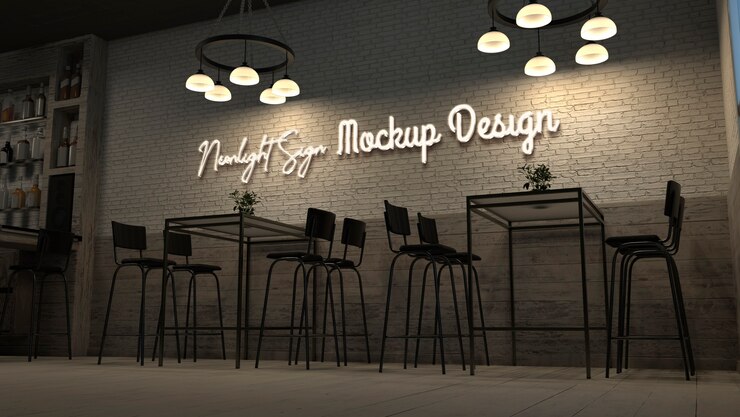 PSD diseño de maqueta de efecto de logotipo de neón