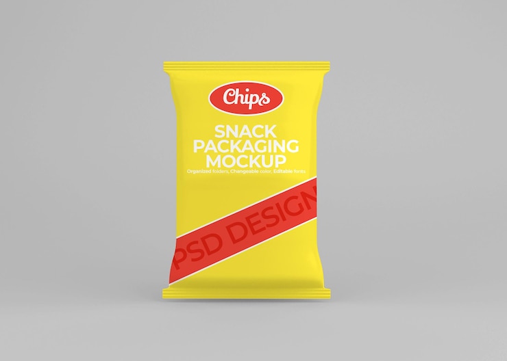PSD diseño de maqueta de embalaje de chips aislado