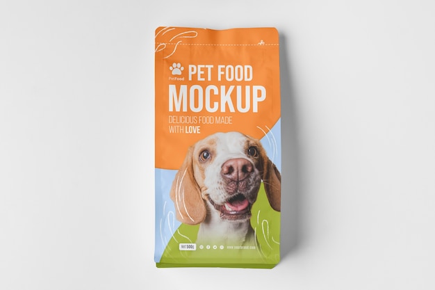 PSD diseño de maqueta de empaque de alimentos para mascotas