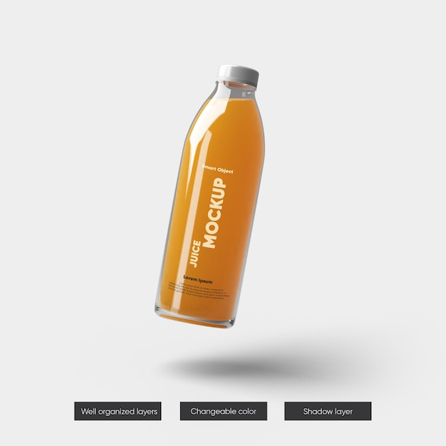 Diseño de maqueta de empaque de botella de jugo