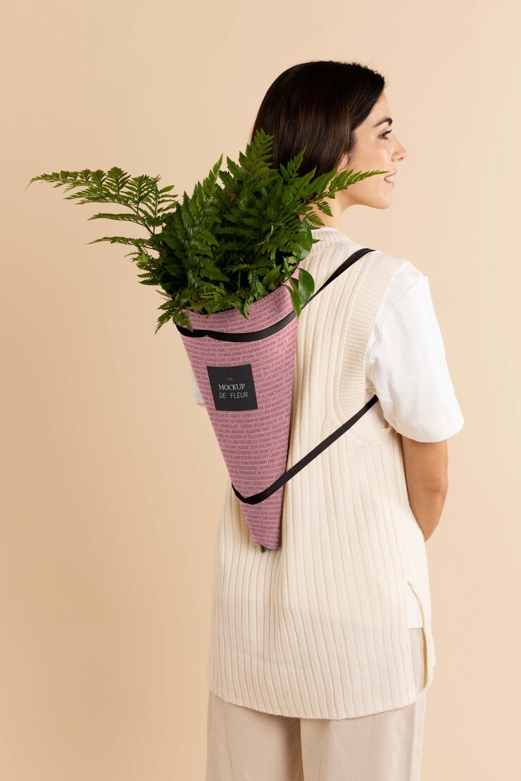PSD diseño de maqueta de empaque de flores.