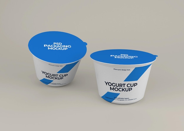Diseño de maqueta de envases de yogur aislado