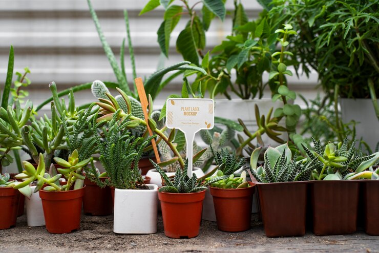 PSD diseño de maqueta de etiqueta de planta