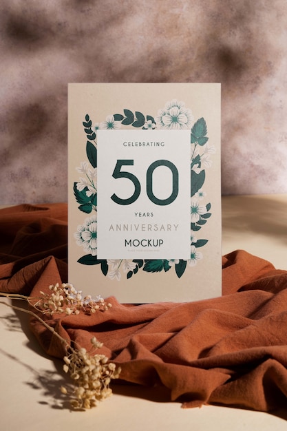 PSD diseño de maqueta para invitación a fiesta de celebración de 50 años de matrimonio