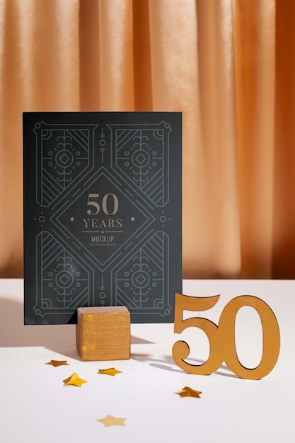 PSD diseño de maqueta para invitación a fiesta de celebración de 50 años de matrimonio