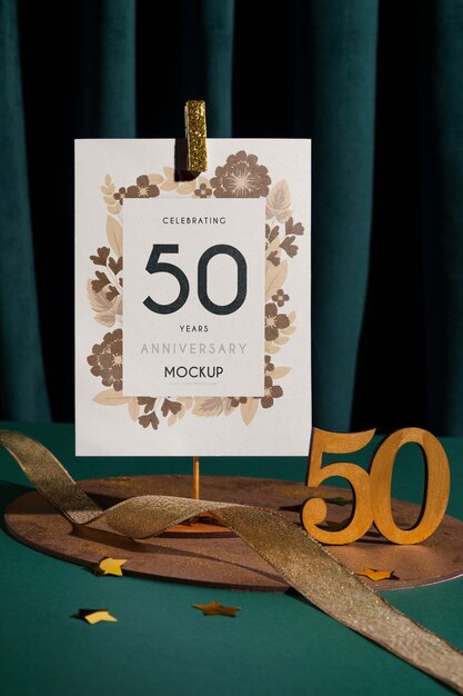 Diseño de maqueta para invitación a fiesta de celebración de 50 años de matrimonio