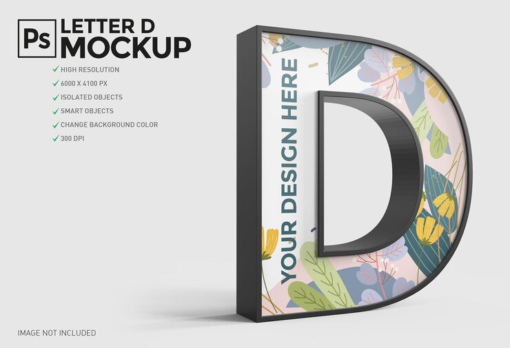 PSD diseño de maqueta de letra d 3d