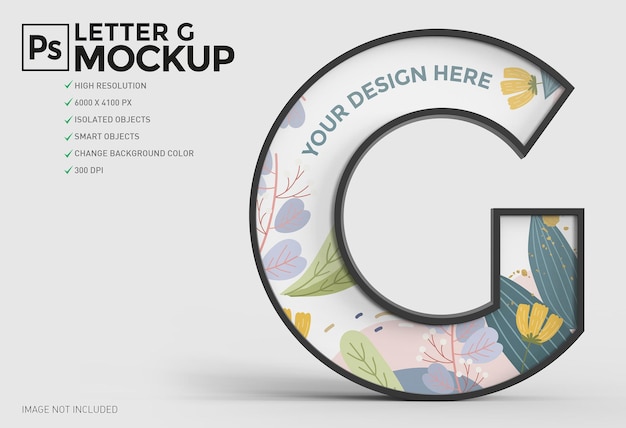 Diseño de maqueta de letra g 3d en renderizado 3d