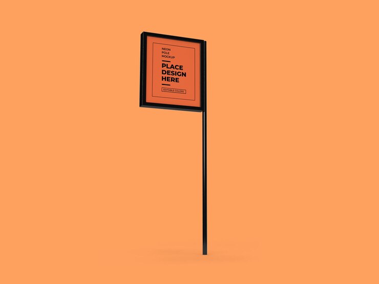 PSD diseño de maqueta de letrero de poste de neón aislado