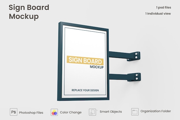 Diseño de maqueta de letrero vertical metálico aislado psd premium
