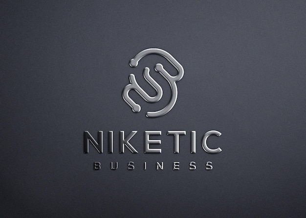 diseño de maqueta de logotipo 3d de metal plateado realista