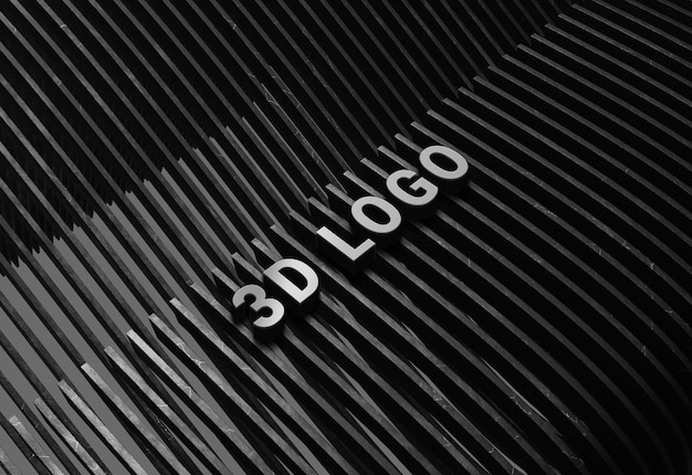 Diseño de maqueta de logotipo 3D con sombra y metal