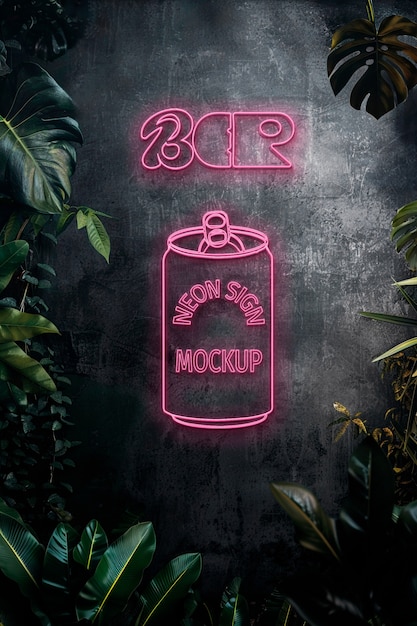 Diseño de la maqueta del logotipo con efecto de neón