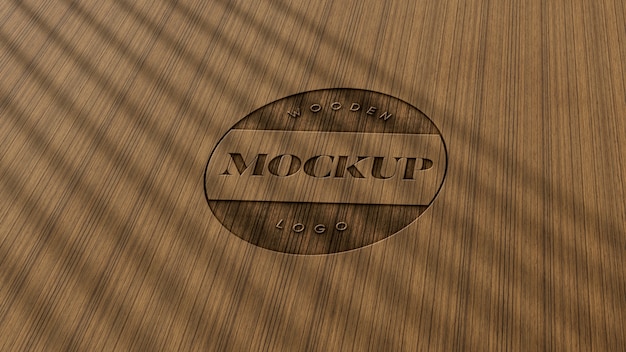 Diseño de maqueta de logotipo de madera.