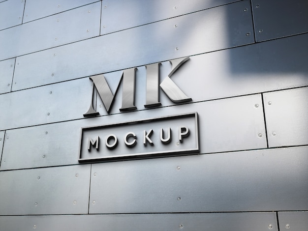 Diseño de maqueta de logotipo metálico.