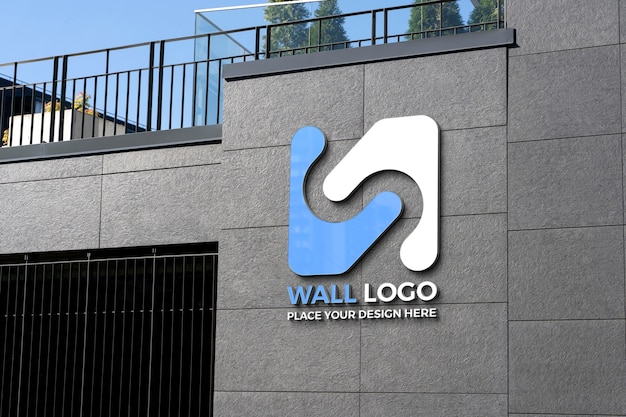 PSD diseño de maqueta de logotipo de pared empresarial