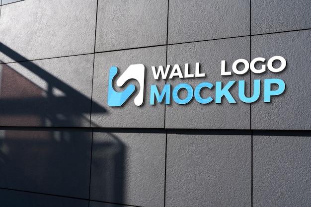 Diseño de maqueta de logotipo de pared para empresas