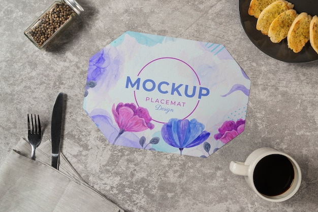 PSD diseño de maqueta de mantel de mesa floral