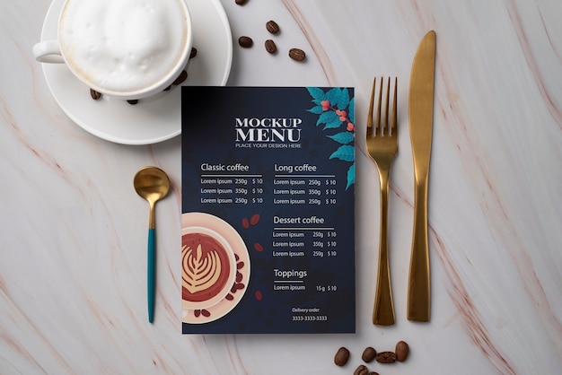 Diseño de maqueta de menú de cafetería