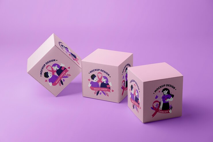 PSD diseño de maqueta de merchandising del día del cáncer de mama.