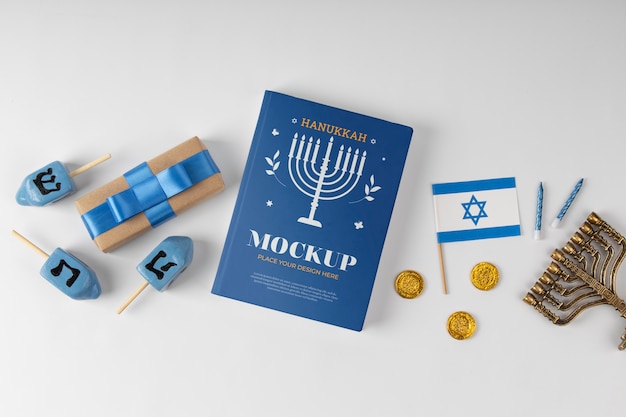 PSD diseño de maqueta de merchandising de hanukkah.