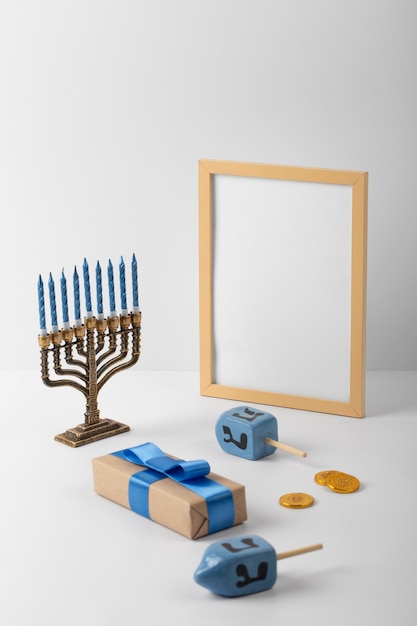 PSD diseño de maqueta de merchandising de hanukkah.