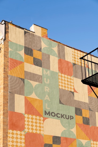 PSD diseño de maqueta de mural en edificio de la ciudad.