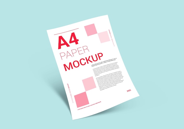 Diseño de maqueta de páginas a4 realistas soporte de maqueta de papel a4