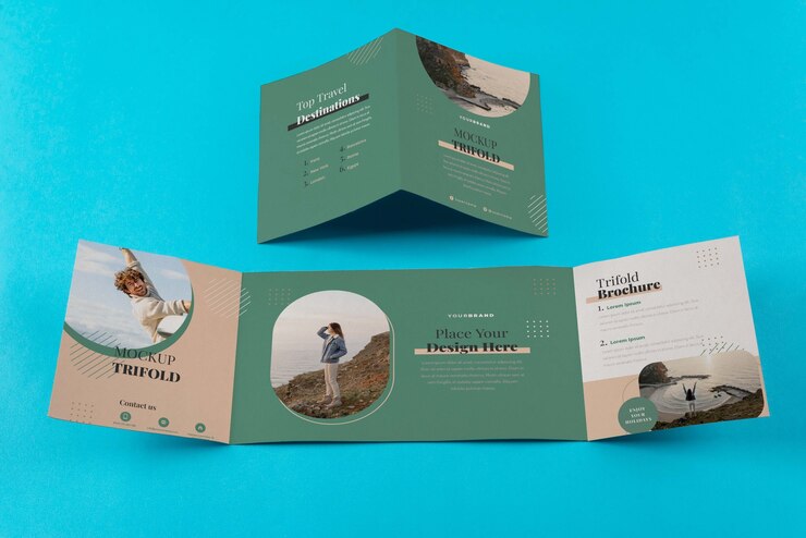 PSD diseño de maqueta de paisaje triple