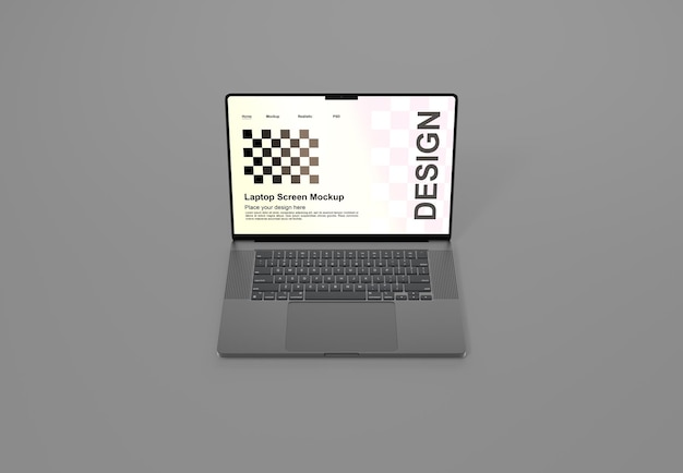 Diseño de maqueta de pantalla de portátil con fondo gris