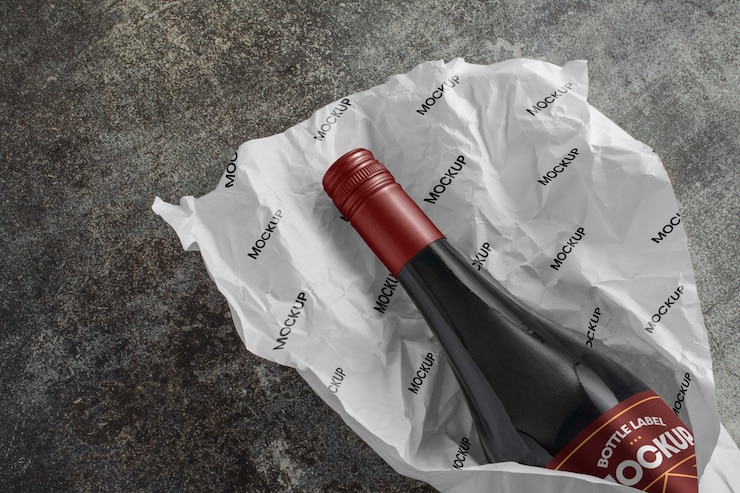 Diseño de maqueta de papel de vino.