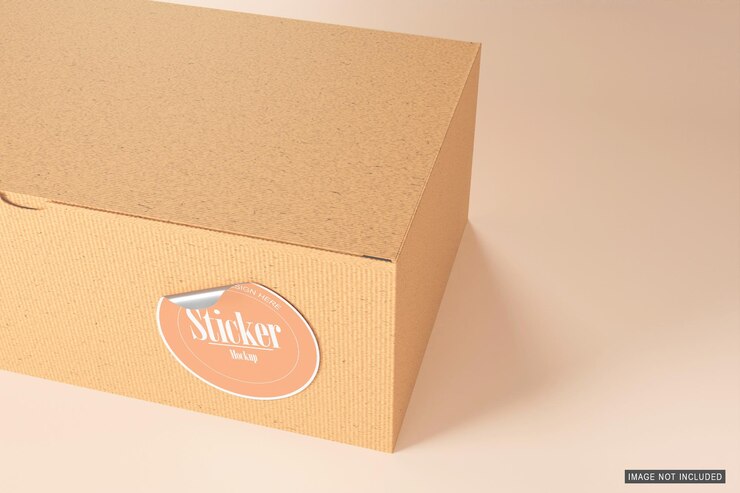 Diseño de maqueta de pegatina redonda con PSD de caja totalmente editable