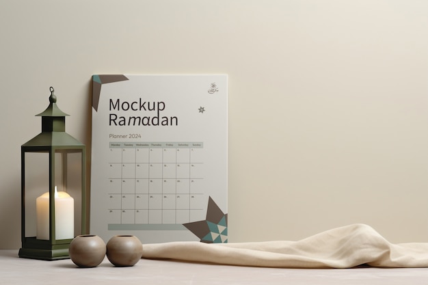 PSD diseño de maqueta del planificador del calendario del ramadán
