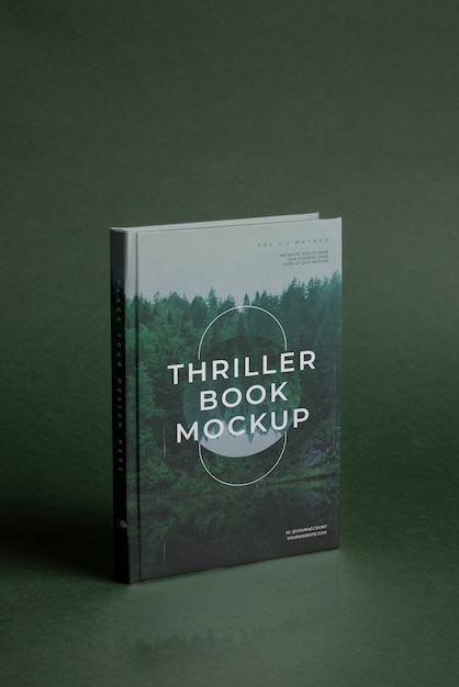 Diseño de maqueta de portada de libro de suspense.