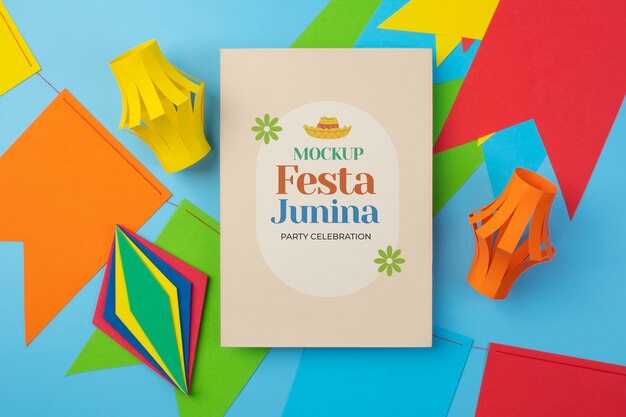 PSD diseño de maqueta de póster para la celebración brasileña de festa junina