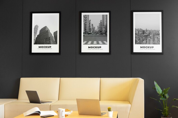 Diseño de maqueta de póster de pared de oficina