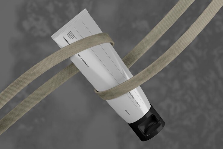 PSD diseño de maqueta de psd de tubo con escena estética y fondo oscuro