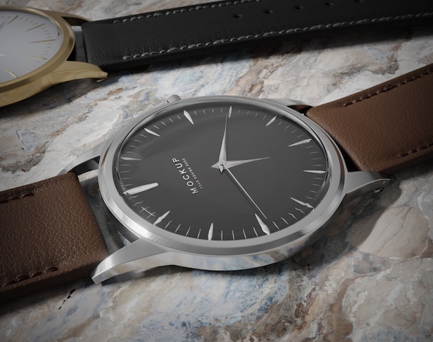 Diseño de maqueta de reloj de pulsera de primer plano
