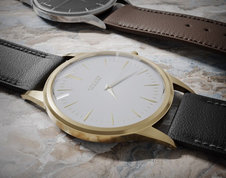 PSD diseño de maqueta de reloj de pulsera de primer plano