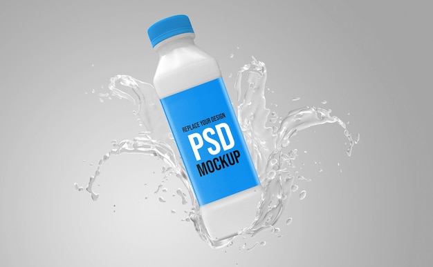 PSD diseño de maqueta de renderizado 3d de botella