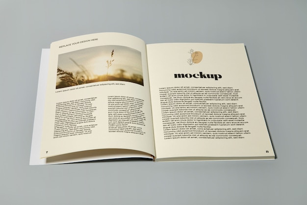 Diseño de maqueta de revista en papel.