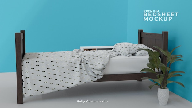 Diseño de maqueta de sábanas y almohadas premium