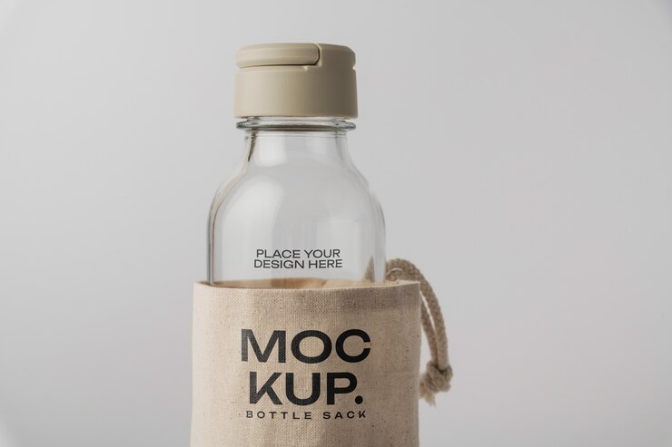 PSD diseño de maqueta de saco de botella