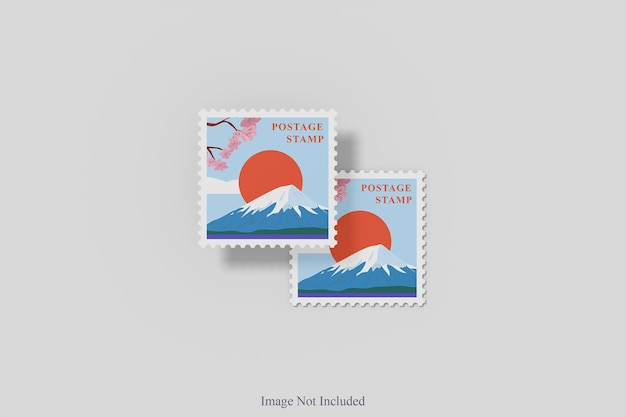 PSD diseño de maqueta de sello de franqueo cuadrado realista