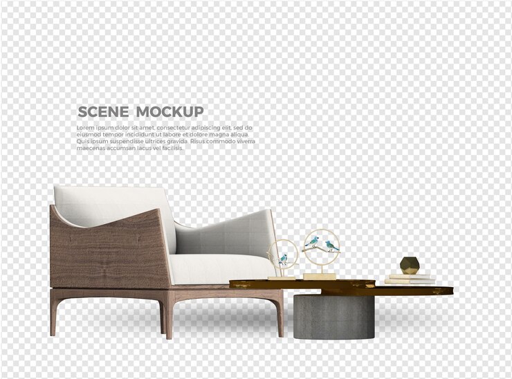 diseño de maqueta de sofá y mesa