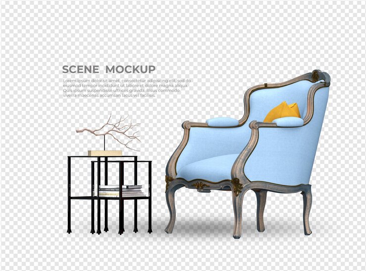 diseño de maqueta de sofá y mesa