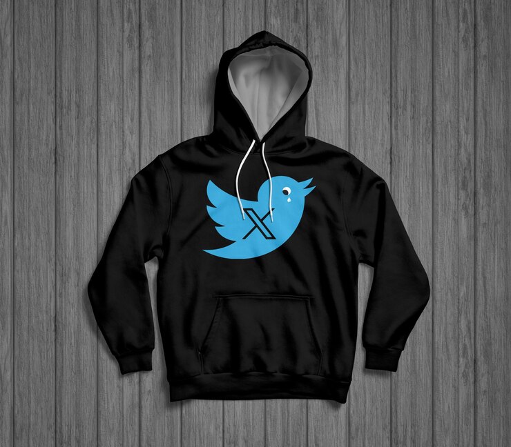 PSD diseño de maqueta de sudadera con capucha de logotipo nuevo de twitter