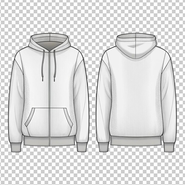 PSD diseño de maqueta de sudadera con cremallera en el fondo transparente